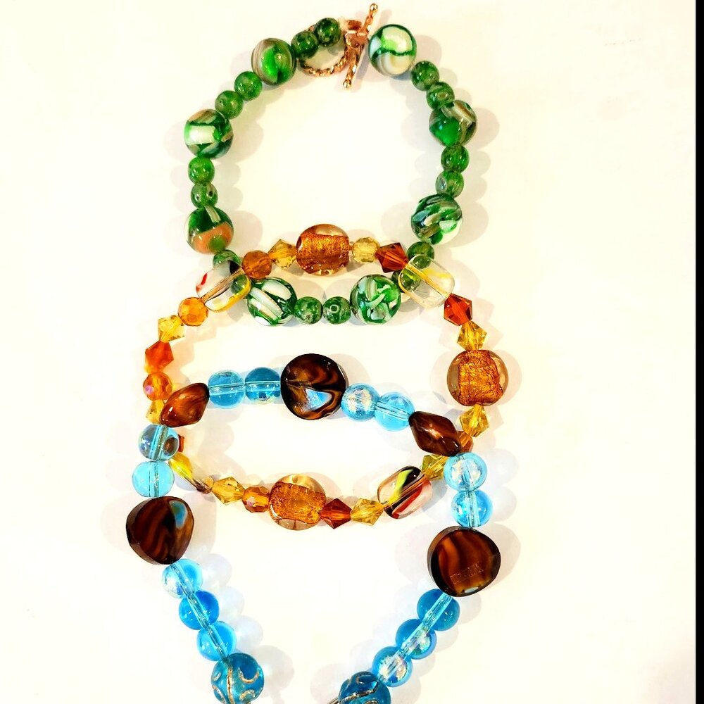 Lot of 3 Bracelets, freshly made1 stretch 2 reg closures Medium Approx 8-9"